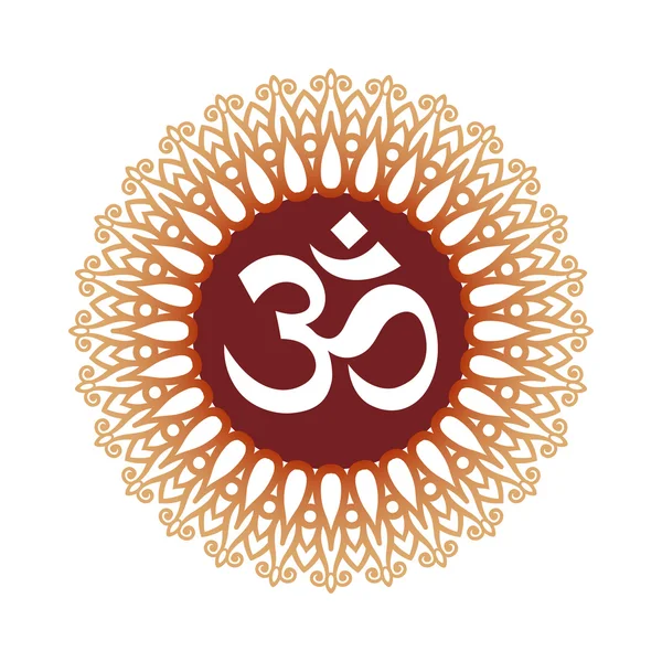 Om Symbol, Aum Sign, with Decorative Indian Ornament Mandala — Stock Vector