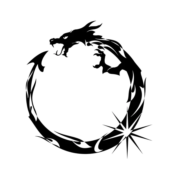 Ouroboros, Dragon noir mangeant sa propre queue — Image vectorielle