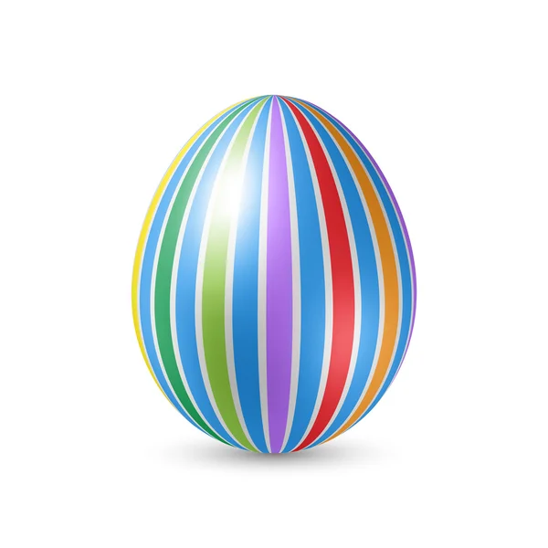 Easter Egg with Vertically Strips Texture and Shadows — Stock Vector