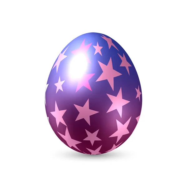 Uovo di Pasqua con Stelle Texture Artistica - In piedi verticalmente su sfondo bianco — Vettoriale Stock