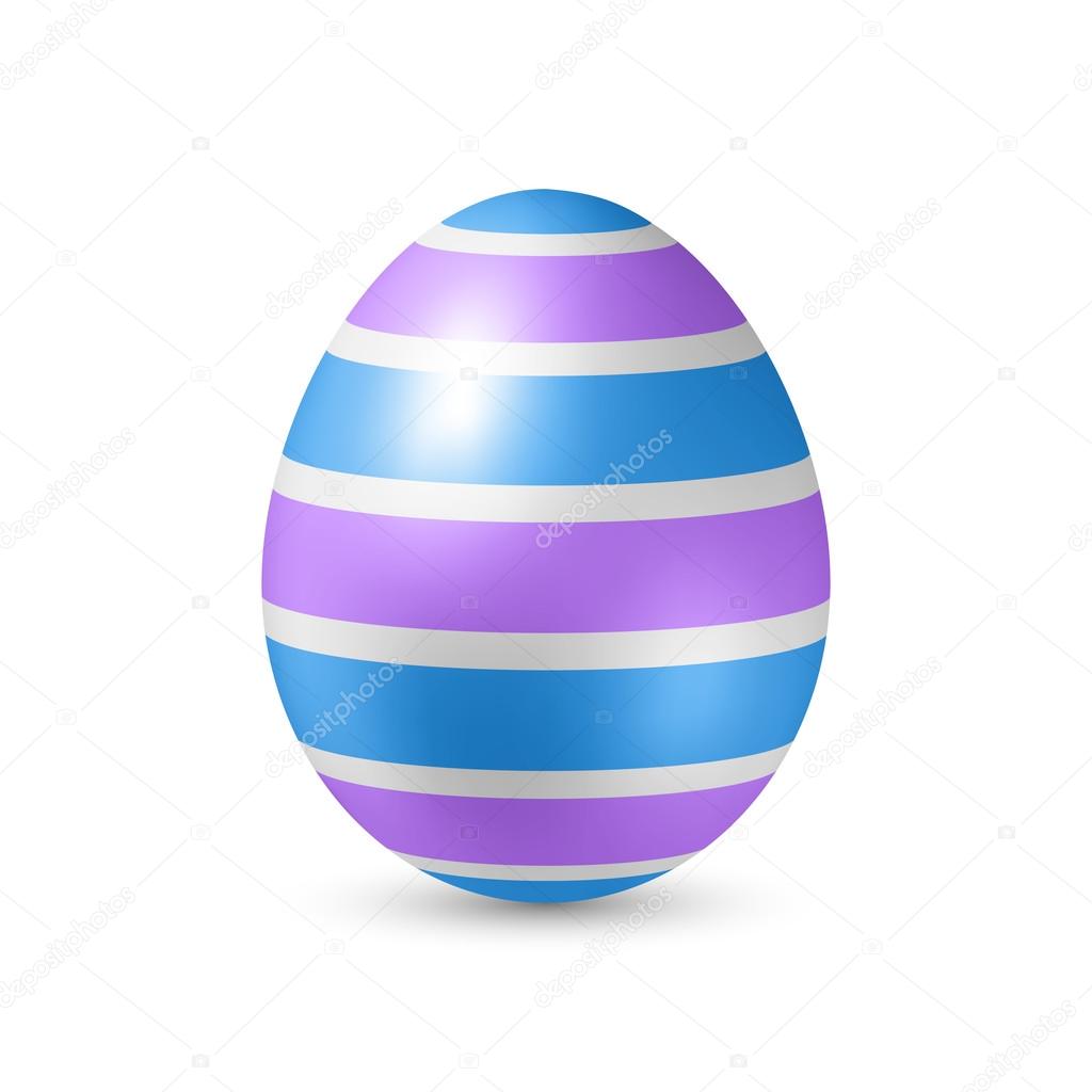 Easter Egg with Strips Artistic Texture. Illustration on White with Shadow