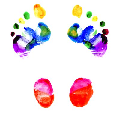 Footprints of feet painted in various colors clipart