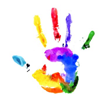 Handprint in vibrant colors of the rainbow clipart