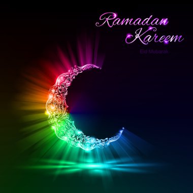 Tebrik kartı kutsal Müslüman ayın Ramazan büyülü Hilal ile