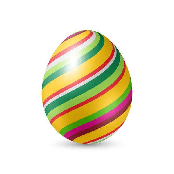 Huevo de Pascua con tiras de colores - De pie verticalmente sobre blanco — Vector de stock