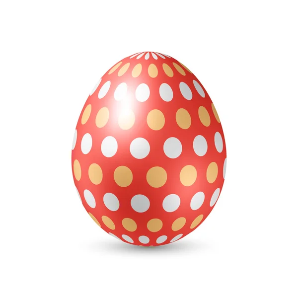 Красное яйцо с цветными точками - вертикально на белом — стоковый вектор