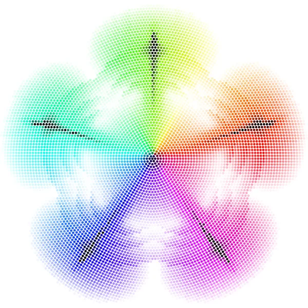 Pentagonal olika färgad mosaik. Den vita bakgrunden. — Stock vektor