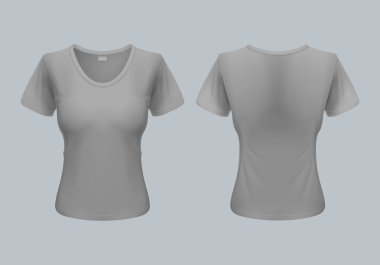 Kadın T-Shirt şablonu geri ve gri açık sayısı