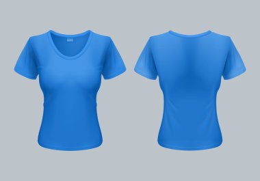 Kadın T-Shirt şablonu geri ve mavi açık sayısı