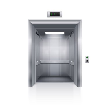 Beyaz arka plan üzerinde gerçekçi Modern Asansör