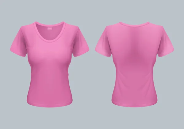 Vrouwen T-Shirt Template terug en Front weergaven in roze — Stockvector