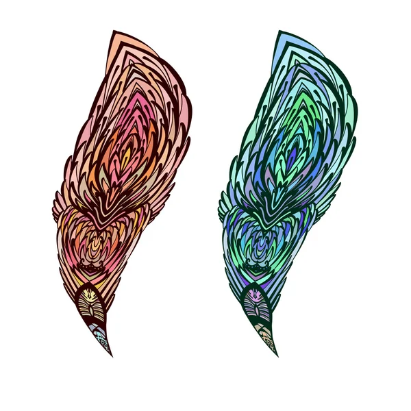 Doodle διακοσμητικά φτερά με Vintage στοιχεία για το σχεδιασμό — Διανυσματικό Αρχείο