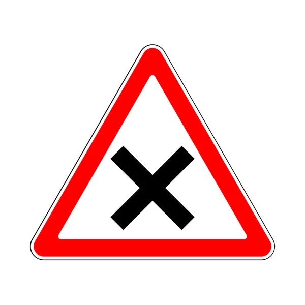 Illustration du signe d'avertissement triangle pour l'intersection — Image vectorielle