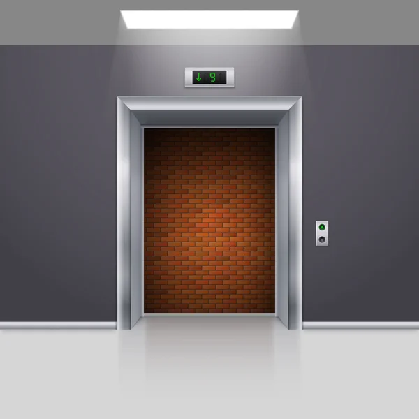 Realistic Elevator with Open Door with Deadlock — Stock Vector