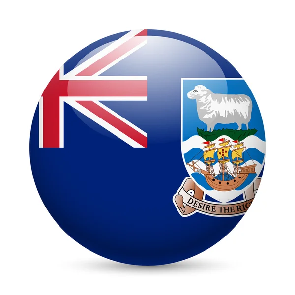 Round glossy icon of falkland islands — Stock Vector