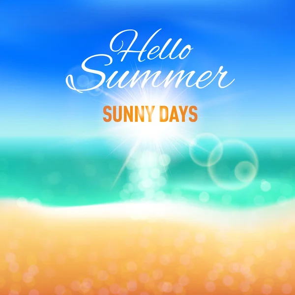 Blurred background with sunny beach for your summer design — Stock Vector