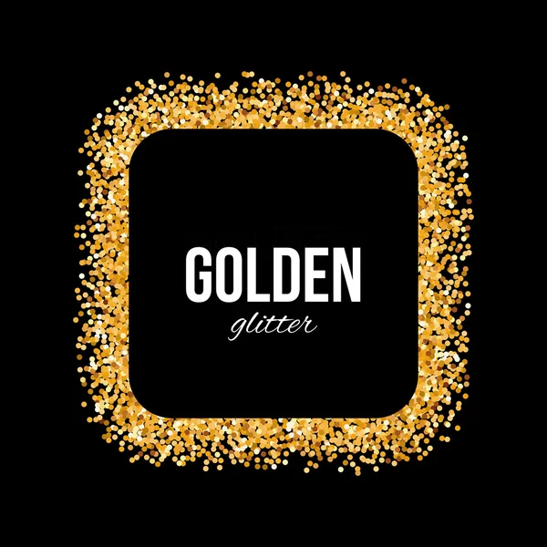 Goldener Rahmen in Form eines Quadrats mit Text auf schwarzem Hintergrund — Stockvektor