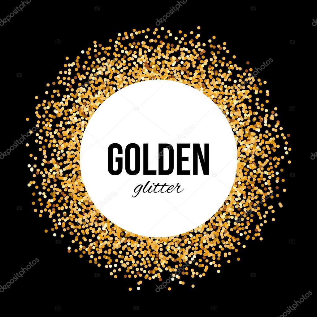 Golden Circle Frame on Black Background with Text - Golden Glitter Stock  Vector Image by ©dvargg #116161714
