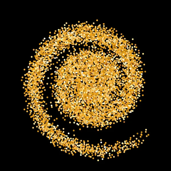 Objeto de brilho dourado na forma de espiral em fundo preto — Vetor de Stock