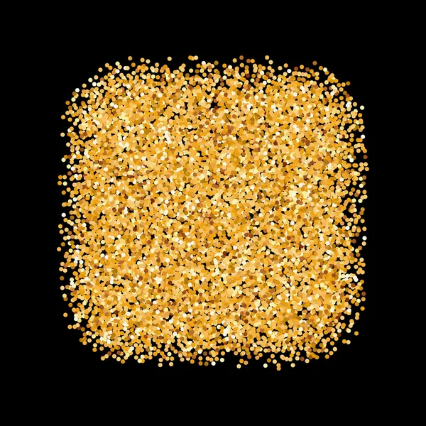 Objet pailleté doré en forme de carré sur fond noir — Image vectorielle