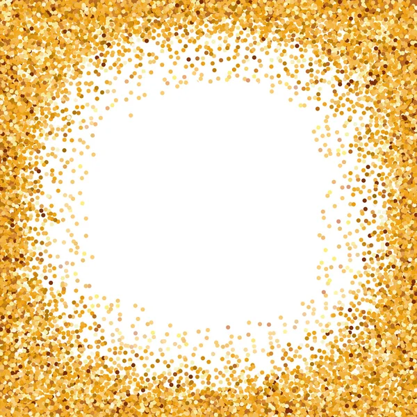 Cornice rotonda Glitter dorata con spazio di copia per testo su bianco — Vettoriale Stock