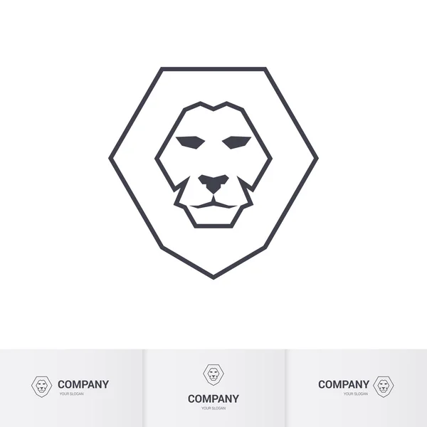 Löwenkopf für Wappen- oder Maskottchen-Design. Logo auf weißem Hintergrund — Stockvektor
