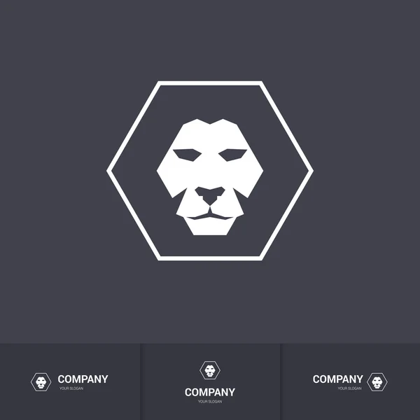 Tête de lion pour le design héraldique ou mascotte. Modèle sur fond sombre — Image vectorielle