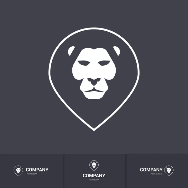 Testa di leone per il design araldico o mascotte. Modello logo su sfondo scuro — Vettoriale Stock