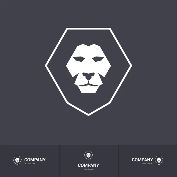 Lion Head for Heraldic ou Mascot Design. Modelo de logotipo escuro — Vetor de Stock