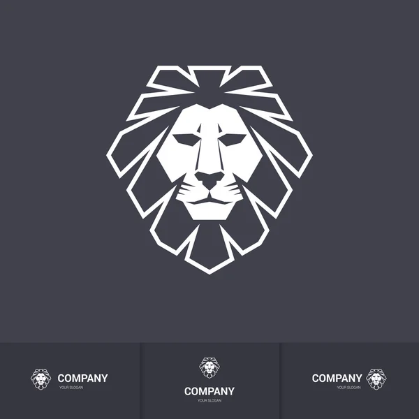 Löwenkopf für Wappen- oder Maskottchen-Design. Premium dunkle Logo-Vorlage — Stockvektor
