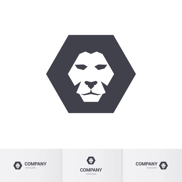 Löwenkopf für Wappen- oder Maskottchen-Design. Premium-Logo auf weiß — Stockvektor