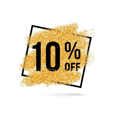Altın arka plan satışı işareti ile % 10 indirim