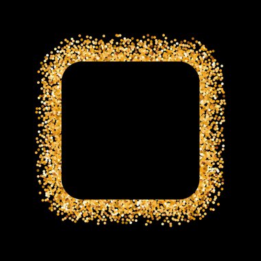 Siyah arka plan üzerine kare şeklinde altın Glitter çerçeve