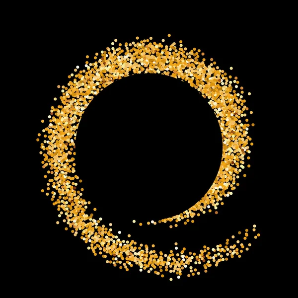 Cornice glitter dorata a forma di onda su sfondo nero — Vettoriale Stock