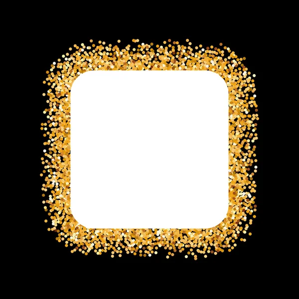 Gouden Glitter Frame in de vorm van Square op zwart — Stockvector