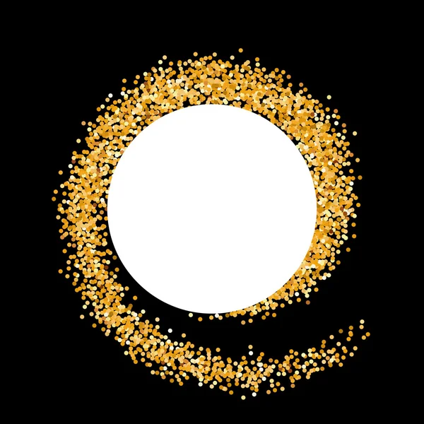 Cornice Glitter dorata sotto forma di onda su nero con spazio di copia per il testo — Vettoriale Stock