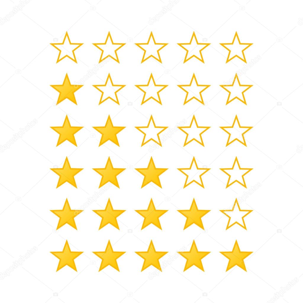 Simple Stars Rating. Yellow Shapes on White Background