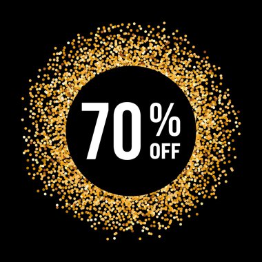 Metin yetmiş yüzde siyah zemin üzerine altın çember çerçeve