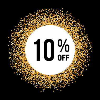Siyah zemin üzerine altın çember çerçeve yüzde on indirim