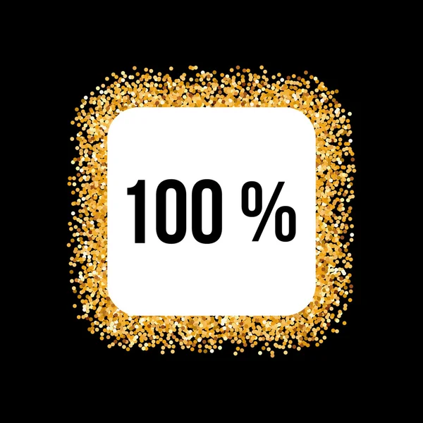 Marco dorado sobre fondo negro con texto al cien por cien — Vector de stock