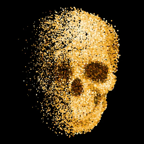 Cráneo de brillo dorado sobre fondo negro — Archivo Imágenes Vectoriales