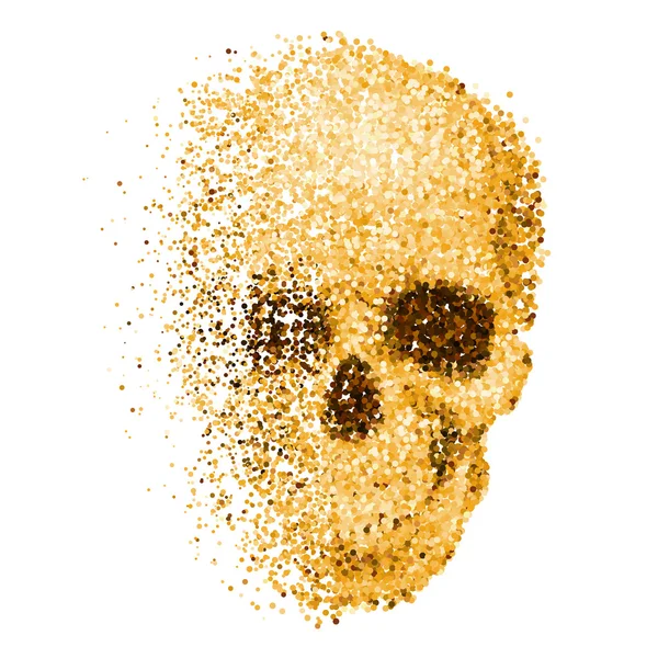 Cráneo abstracto de brillo dorado sobre fondo blanco — Archivo Imágenes Vectoriales
