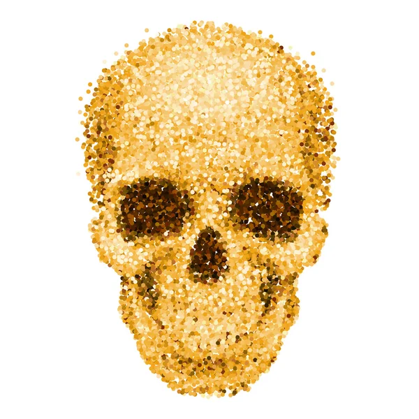 Skull of Golden Glitter on White Background — Stock Vector