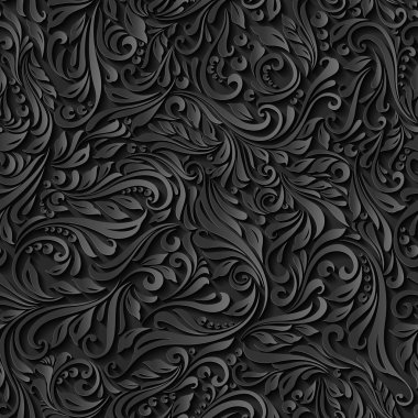 Seamless abstract black floral pattern clipart
