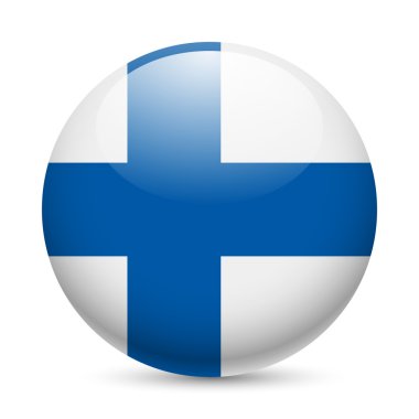 Round glossy icon of Finland clipart
