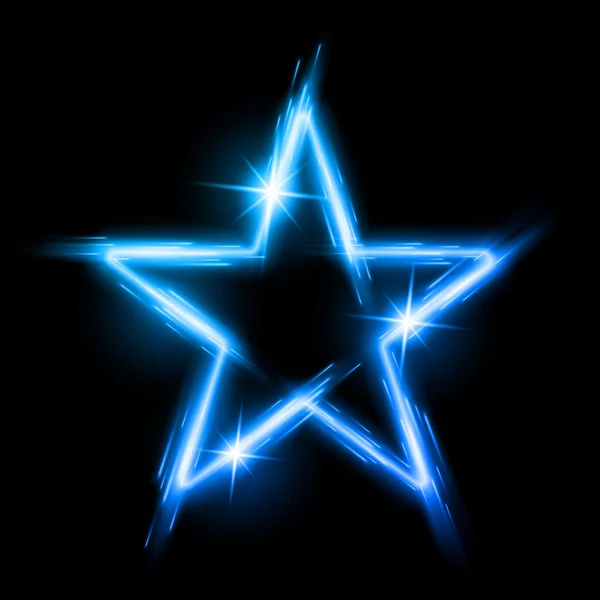 Estrella azul brillante de neón — Vector de stock