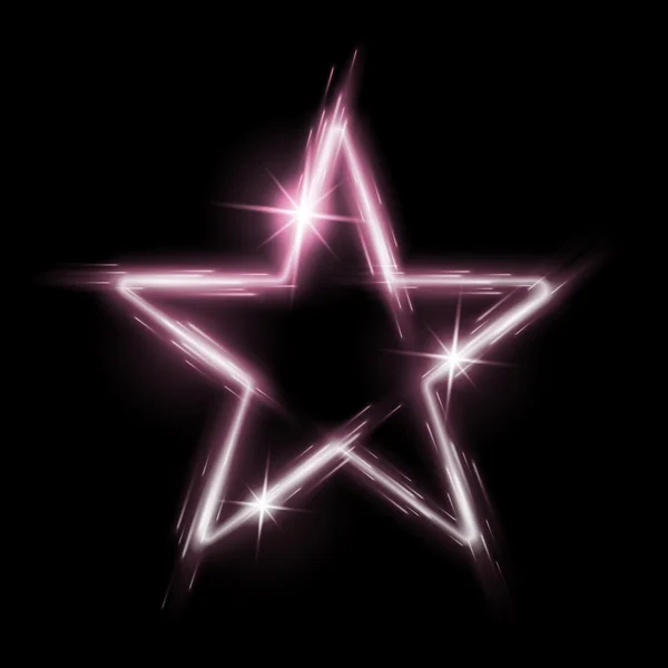 Estrela rosa brilhante de néon — Vetor de Stock