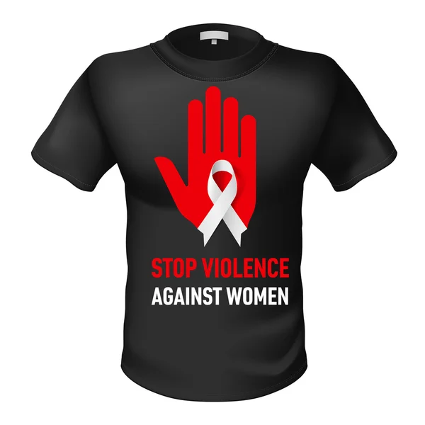 T-shirt  stop violence against woman — Stock Vector