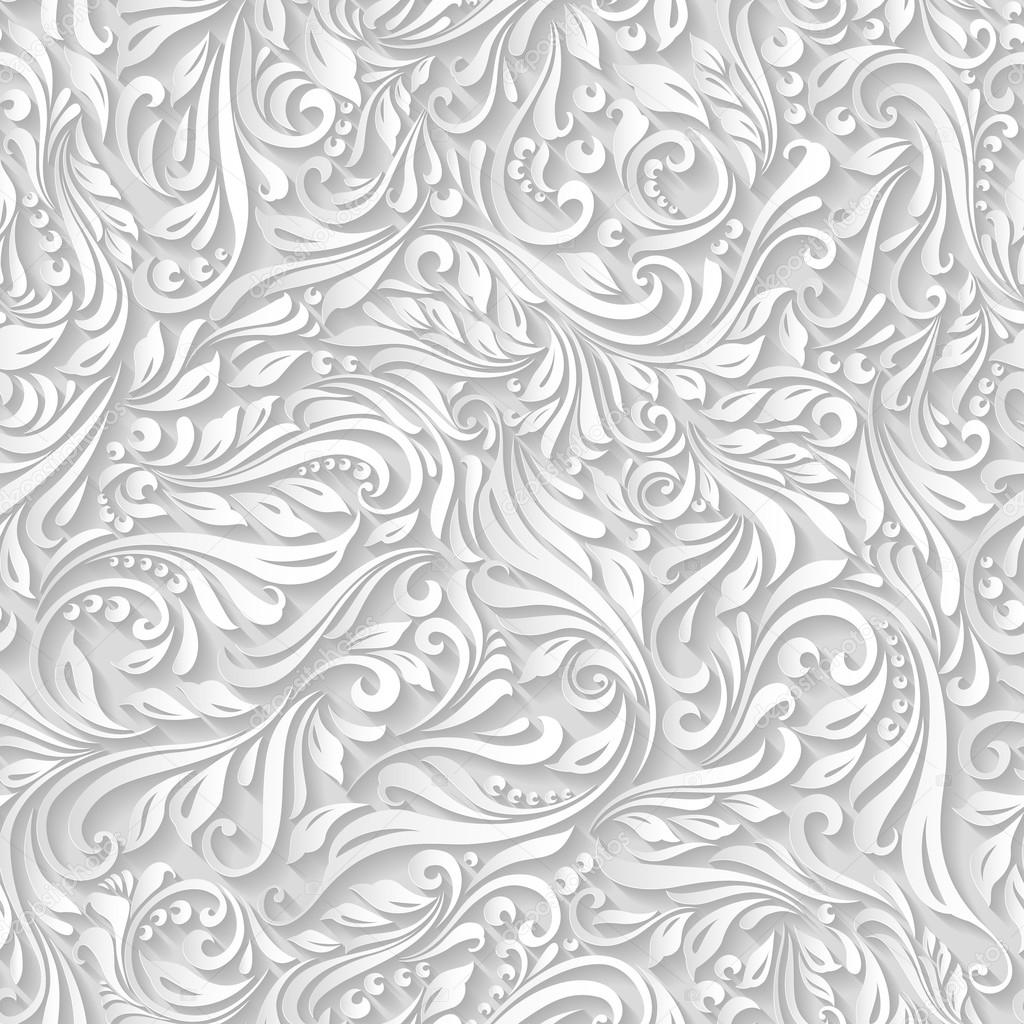 Seamless abstract white vine pattern