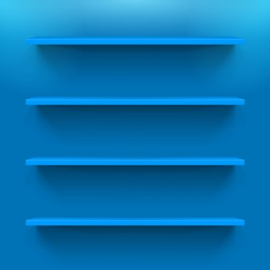 Dört gorizontal kitap rafı